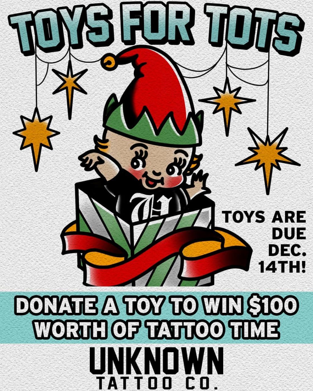 Toys for Tots event at Unknown Tattoo Co in Everett Washington