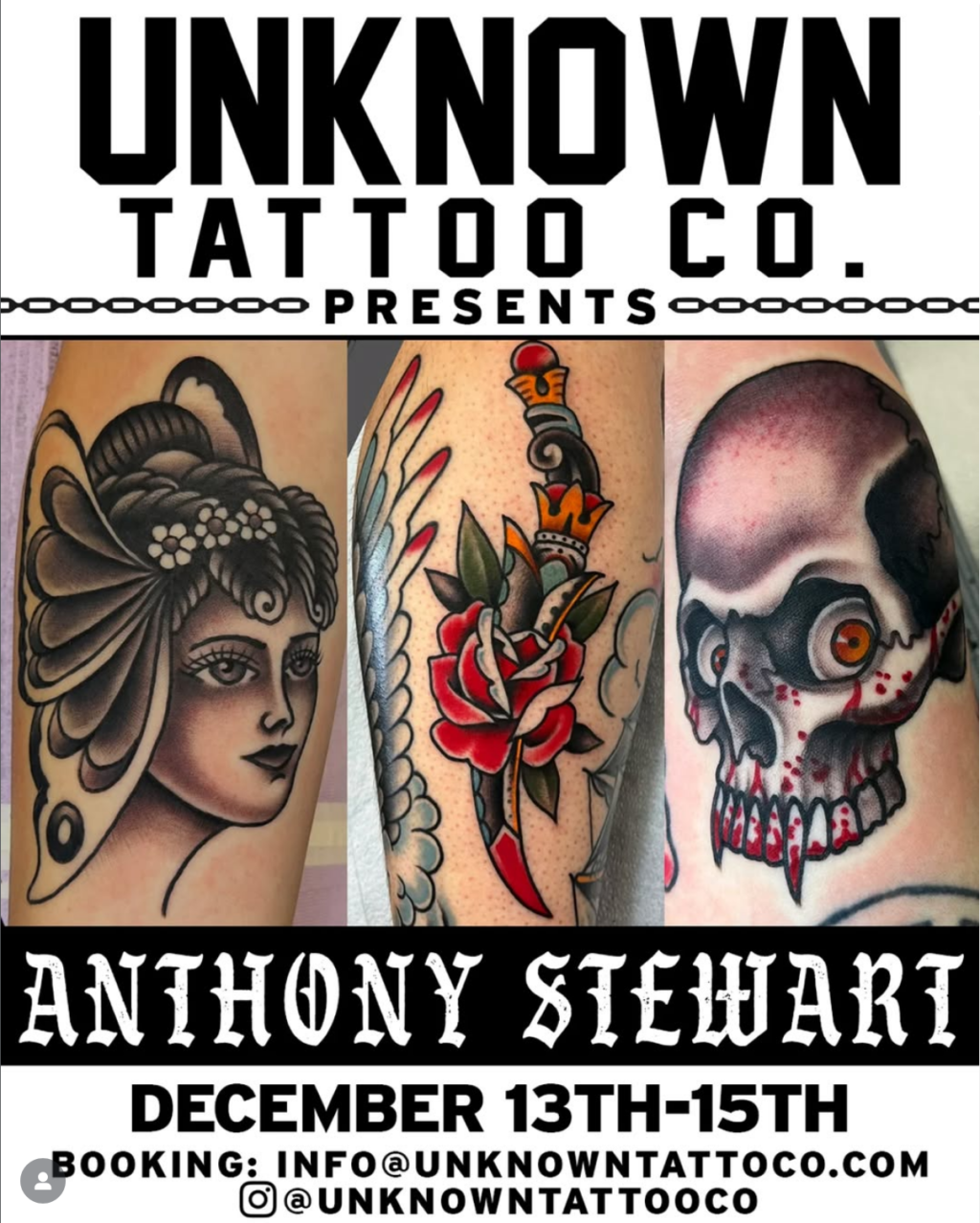 Anthony Stewart tattoo guest artist at unknown tattoo co. in snohomish washington