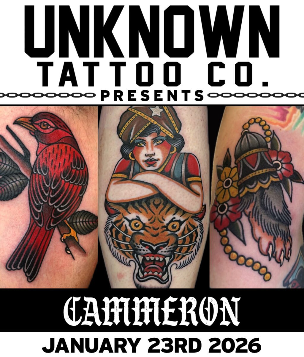 Guest Artist Cammeron Donnelly at Unknown Tattoo Co. in Snohomish Washington
