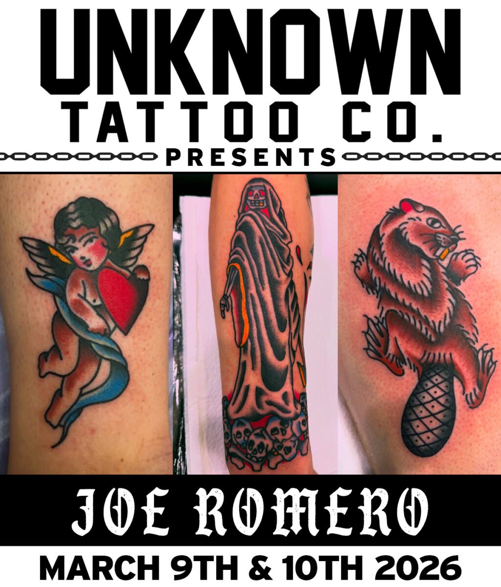 Guest Artist Joe Romero at Unknown Tattoo Co. in Snohomish Washington