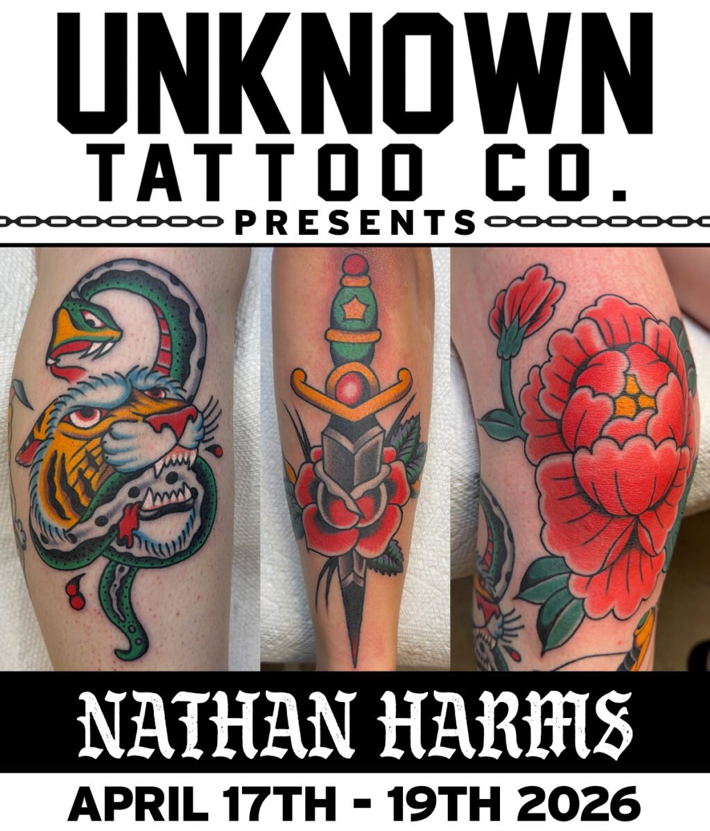 Guest Artist Nathan Harms at Unknown Tattoo Co. in Snohomish Washington