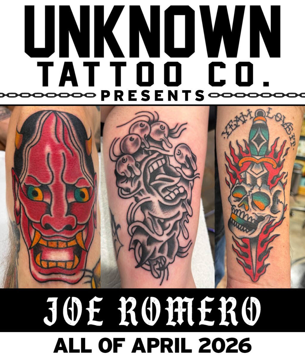 Guest Artist Joe Romero at Unknown Tattoo Co. in Snohomish Washington
