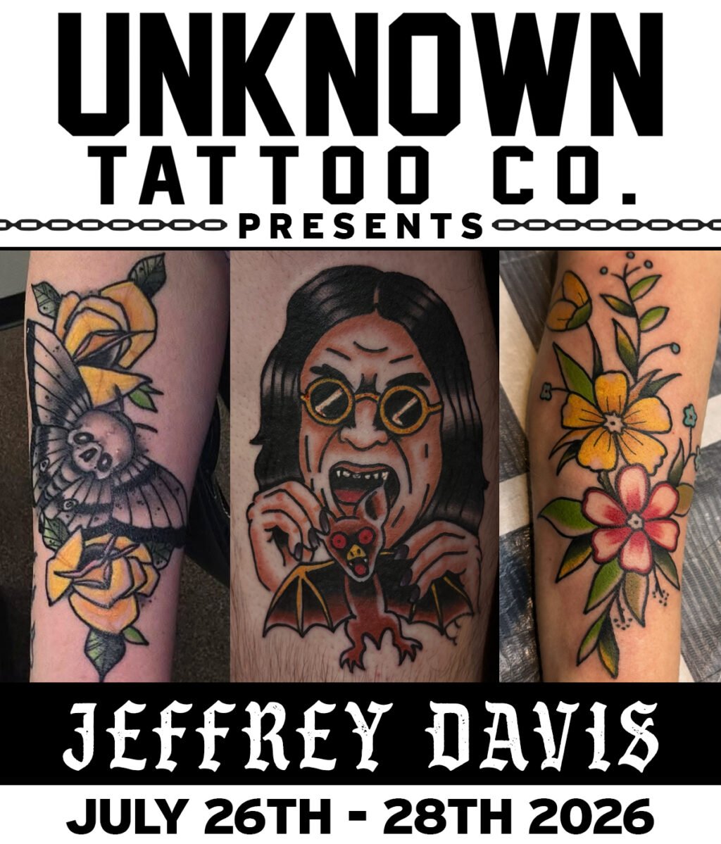 Guest Artist Jeffrey Davis at Unknown Tattoo Co. in Snohomish Washington