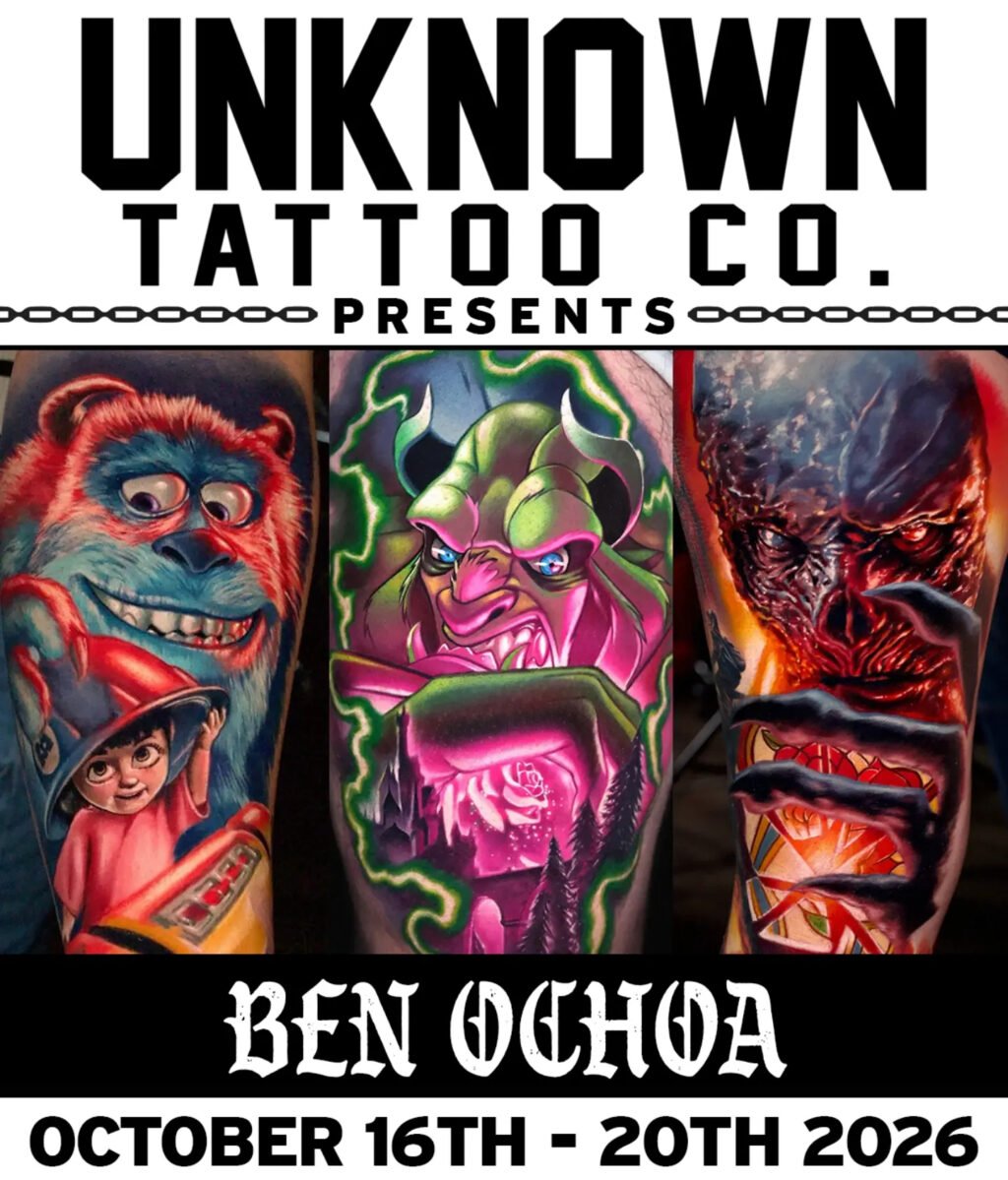 Guest Artist Ben Ochoa at Unknown Tattoo Co. in Snohomish Washington