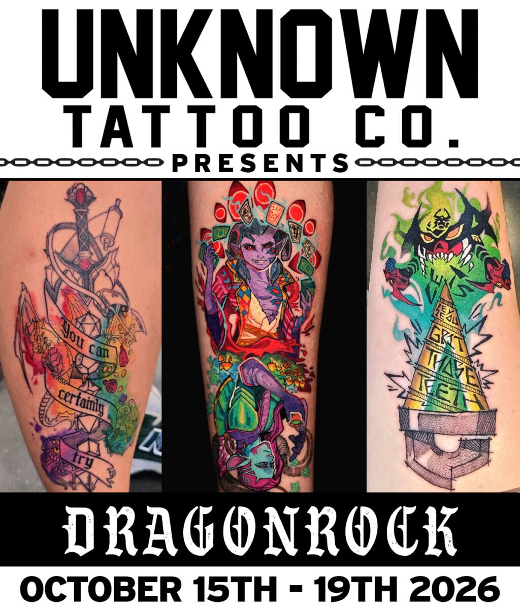 Guest Dragonrock at Unknown Tattoo Co. in Snohomish Washington October 15th-19th 2026