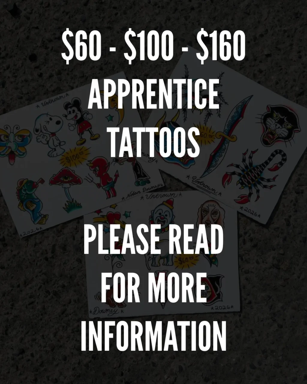 Discounted apprentice tattoos by Nolan Downey at Unknown Tattoo Co. in Snohomish Washington