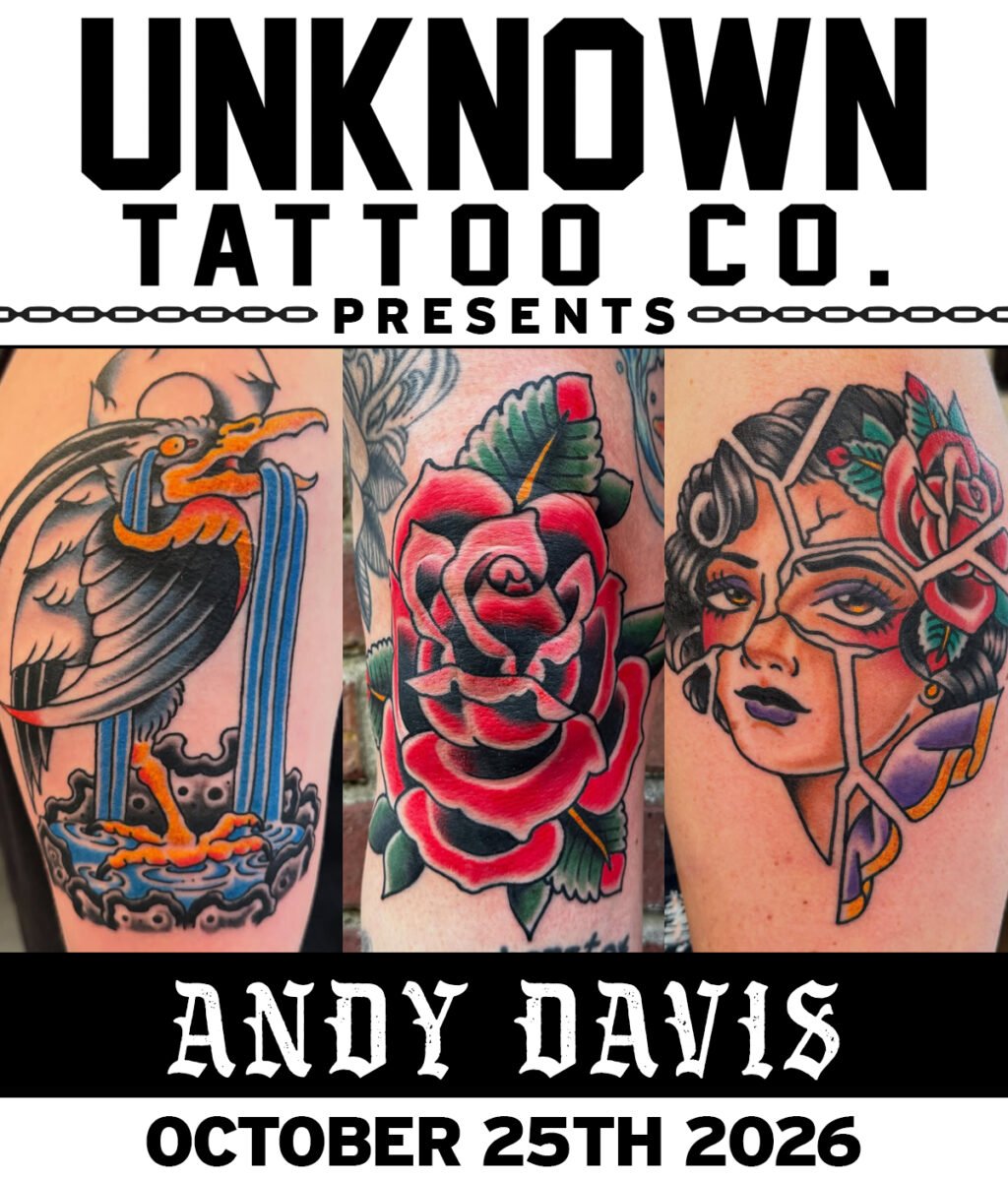 Guest Artist Andy Davis at Unknown Tattoo Co. in Snohomish Washington