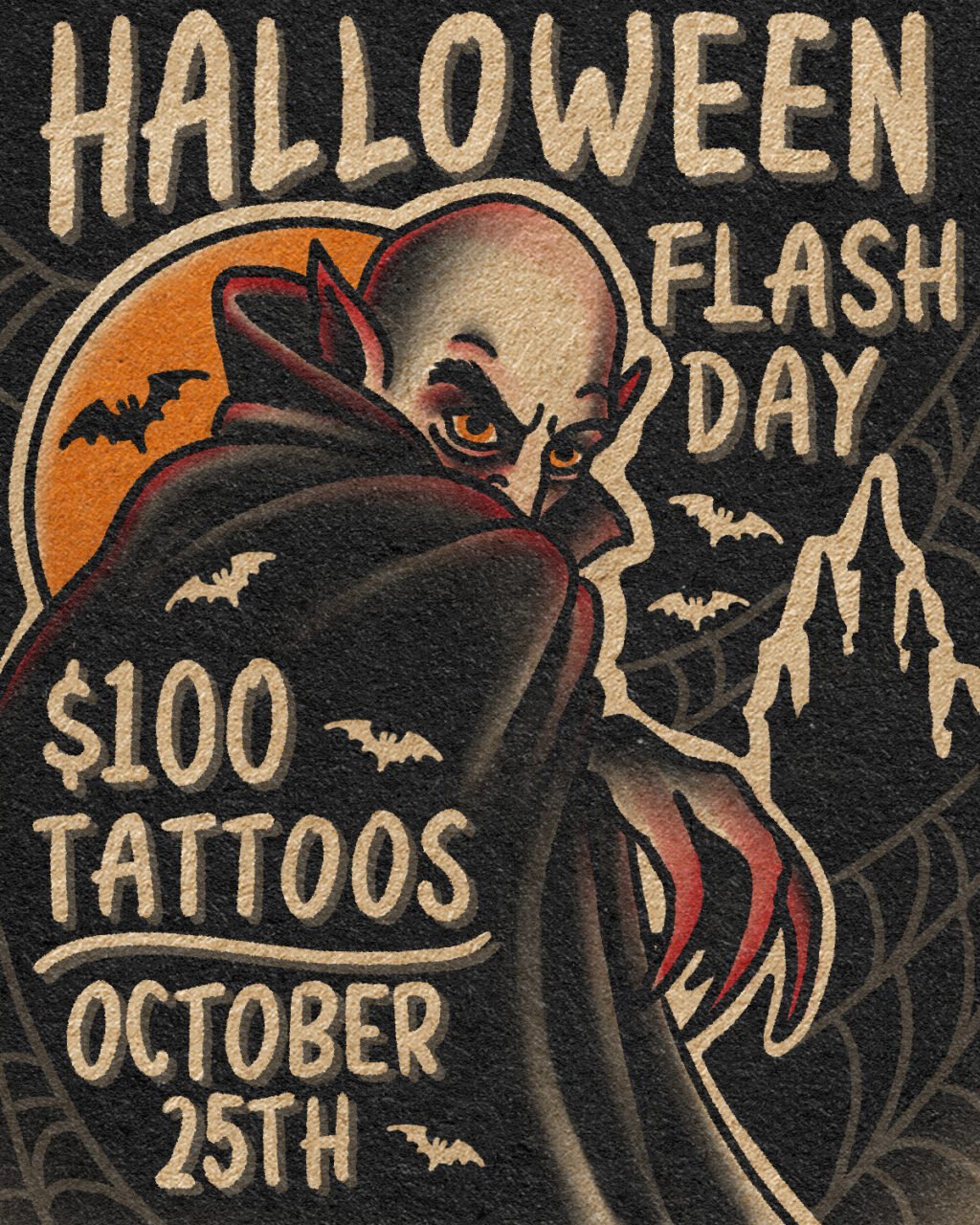 Halloween tattoo flash event and $100 tattoos at unknown tattoo co. in snohomish washington